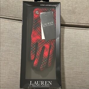 Lauren Ralph Lauren Men's Red and Black Plaid Gloves